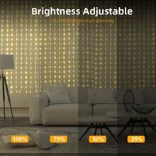 Smart Curtain Light String, 118*118-Inch Intelligent Curtain Lights, Featuring 400 LED Bulbs. Programmable Animations And Text Effects, 1600 Adjustable Colours, Music Synchronisation Function, Timer Settings, App And Remote Control Operation, IP44 Waterproof Rating. An Ideal Choice For Christmas Decorations, Party Setups, And Creating Romantic Atmospheres, Also Making It The Perfect Gift Selection. - 118in/3m - View 8