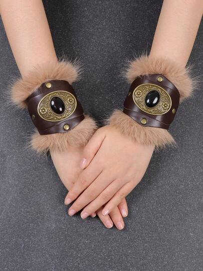 زوج من أساور الذراع والحراس الجلدية بطراز فايكنج الوسيط للعب الأدوار والتنكر