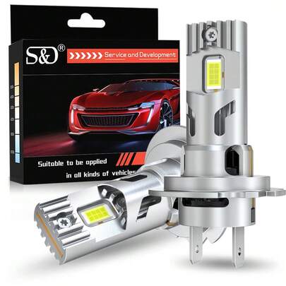 S&D H7 LED Bulb 20000 Lumens H7 LED Headlight Canbus Error-Free Auto Turbo Boost Lamp Fog Light Plug And Play Headlight 6000K 12V 24V