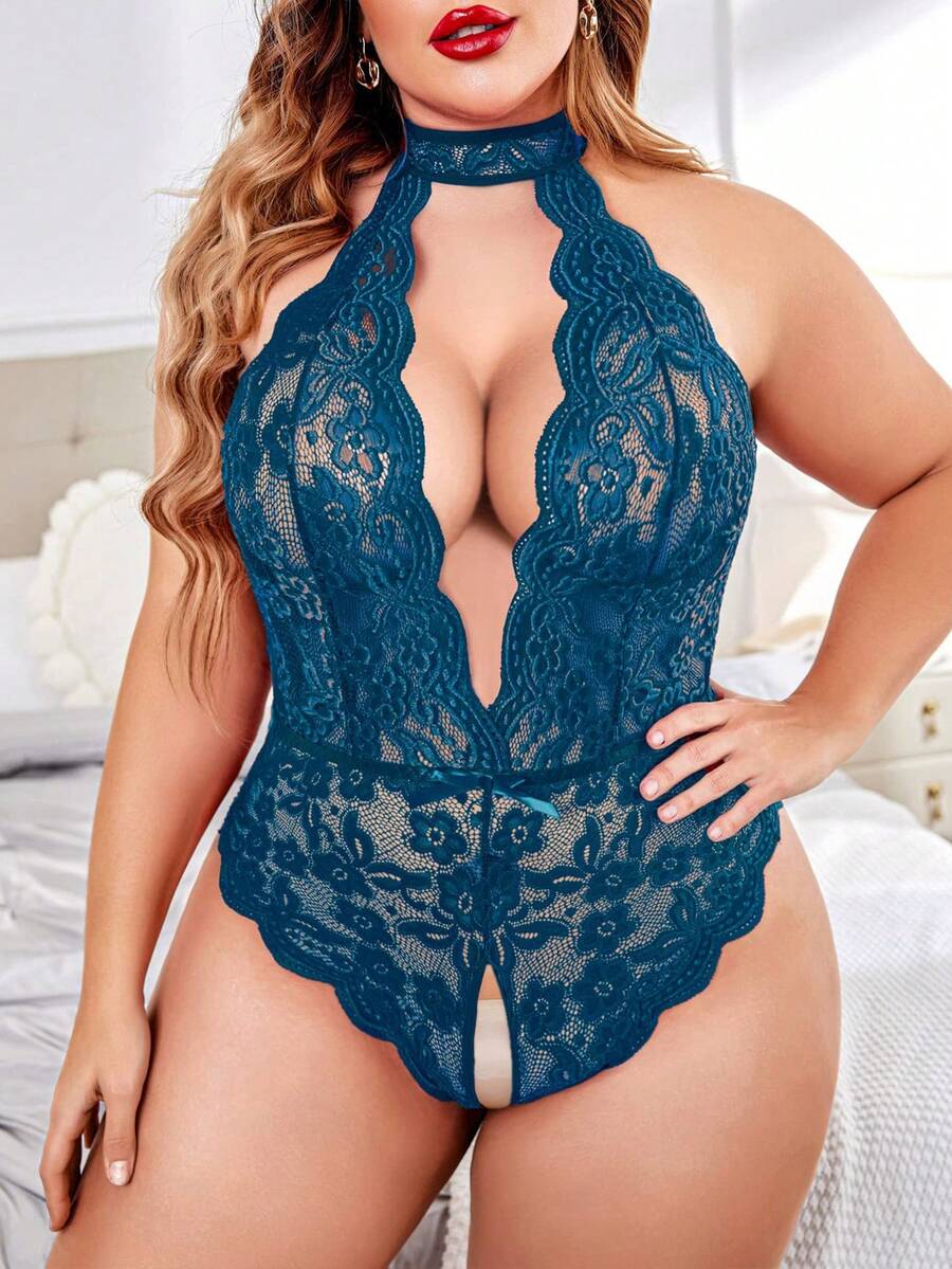 Bộ đồ lót ren gợi cảm cỡ lớn dành cho người béo - Màu xanh Bạc hà - Xem 1