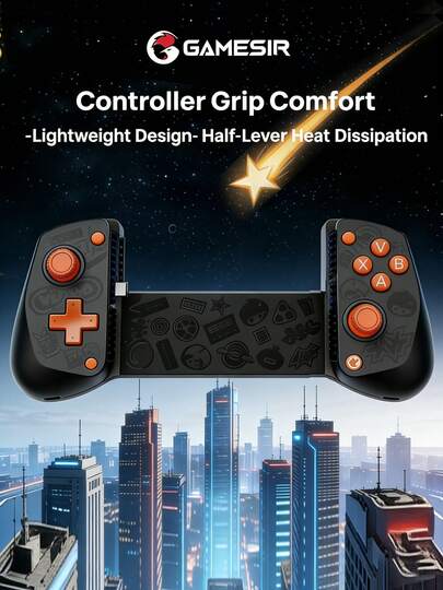 GAMESIR Mando de juego X5 Lite: agarre cómodo para consolas y controles precisos; textura antideslizante para mayor estabilidad; joystick de efecto Hall; puerto tipo C; botones ABXY de silicona elástica; negro sin tinta.