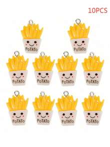 10个树脂薯条桶吊坠，DIY吊坠，时尚旅行饰品，友谊护身符配饰 - 黃色 - 查看 11