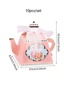 10 piezas de elegantes cajas de regalo con forma de tetera decoradas con flores en colores pastel con acentos dorados - Ideal para fiestas de primavera y reuniones de té, bodas, cumpleaños, accesorios para eventos de primavera