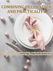 2/8/10pcs Gold Metallic Bow Napkin Rings, Suitable For Dinner Party, Wedding, Banquet, Home Gathering Table Decor - Gold - View 12