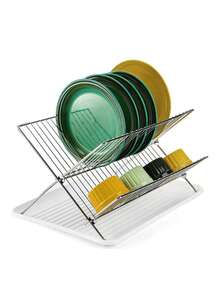 Foldable Kitchen Dish Rack, Home Dish Plate Storage Organizer, Cutlery Drainer - Silver - View 4