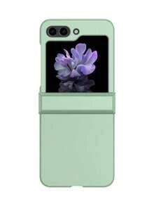 1pc Solid Color PC Foldable Phone Case, Protecting And Preventing Falls For:SamsungGalaxy Zflip 3/Zflip 4/Zflip 5/Zflip 6/Zflip 7/Zflip 8/ Find N3 Flip/ Find N2 Flip/ Razr 50 Ultra/ Razr 40 Ultra/ Razr 40/ Razr 50/ X Flip - Light Green - View 9