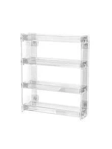 1个4层透明亚克力茶包收纳架，多功能咖啡胶囊糖包收纳容器，可拆卸化妆品和杂物展示架，壁挂式或台面厨房调料架食品储藏柜收纳架。