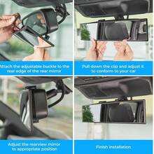 Universal 11.81 Inch Panoramic Convex Real View Mirror For Car SUV Trucks Reversible Passengers High-Quality Glass Anti-Fall Design Easy Install Rearview Mirror - A - Xem 3