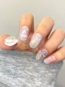 TSZS 50pcs Assorted Punk Cross Nail Art Decorations, Y2K Gothic Style Alloy Nail Art Accessories, Random Mix Nails - Grey - View 6