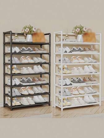 带扶手的 3-7 层鞋架，容量大，坚固，简易入口，多层防尘收纳鞋柜，家庭宿舍鞋子收纳架