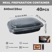 28oz/840ml Lunch Box, Easy Open & Close + Shockproof, Shockproof Technology, Preferred For Takeout Packing, Microwave/Dishwasher/Refrigerator , Suitable For Fast Food, Snacks, Preservation - Picnic, Camping, Wedding, Party - Black - View 8