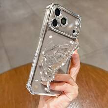 4-Corner Anti-Drop Phone Case With Shiny Bead Butterfly Stand, All-In-One Phone Case, Supports Wireless Charging, Compatible With IPhone 17/6/7/8/X/XS/XR/11/12/13/14/15/16, Galaxy S26 S20-S25, A03-A07, A11-A17, A20-A73, Redmi Note 7/8/9/10/11/12/13/14/15, Redmi 9/10/12/13C/14C/15C, OPPO, Honor Magic 5 6 7