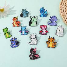 1/13 Pcs Personalized Fashion Cartoon Brooch Set Classic Dragon Enamel Pin Backpack Clothing Jewelry Metal Badge Accessories A Gift For Friends