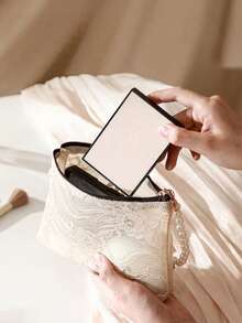 Túi đựng mỹ phẩm ren, túi đựng đồ vệ sinh cá nhân khi đi du lịch, túi trang điểm xách tay đựng điện thoại, chìa khóa, tiền xu, đồ trang trí phòng trang điểm. - Nhiều màu - Xem 4