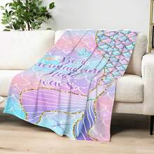 Be a mermaid and make waves Meerjungfrau Decke Weihnachten Cartoon Kuscheldecke Warm Weich Geschenk für Kinder Erwachsene Bestseller Gemütliche Sofadecke Super Soft Flauschig Perfekt für Winter Geschenkidee - Verschiedenfarbig - Übersicht 5