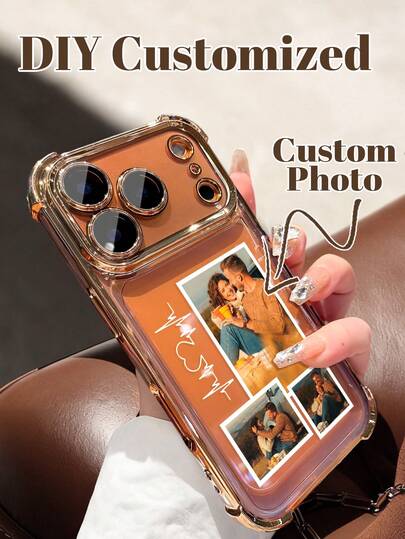 Customized Photo Phone Case, Eternal Phone Case, Thickened Gold-Plated Corner Air Cushion Anti-Drop TPU Suitable For 17 Pro Max/17 Air/17 Pro/17/16/15/14 Plus/13 Pro/12 Pro Max/11, Upgraded Full Camera Protection, Compatible With Matte Semi-Transparent Anti-Shock Anti-Scratch Ultra-Thin Shell, Military-Grade Protection, Gift For Friends, Couples And Family