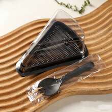 50pcs/Set Triangle Cake Boxes With Spoons, 6" & 8" Clear Tiered Cake Carrier Boxes, Mousse Cake Slices, Tiramisu, Cream Puffs, Clear Cake Slice Containers, Cake Boxes, Plastic Cheesecake Containers With Lids, Birthday Party Favors, Wedding Party Gifts, Baking Tools, Restaurant Kitchen Supplies, And Sliced Cake Muffin Packaging With Paper Plates, Suitable For Parties, Office, Outdoor - Multicolor - View 6