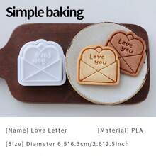 情人节礼物系列：饼干模具、心形饼干印章、小熊、巧克力和情书形状的饼干模具、蛋糕装饰品、甜点制作工具 - 白色 - 查看 15