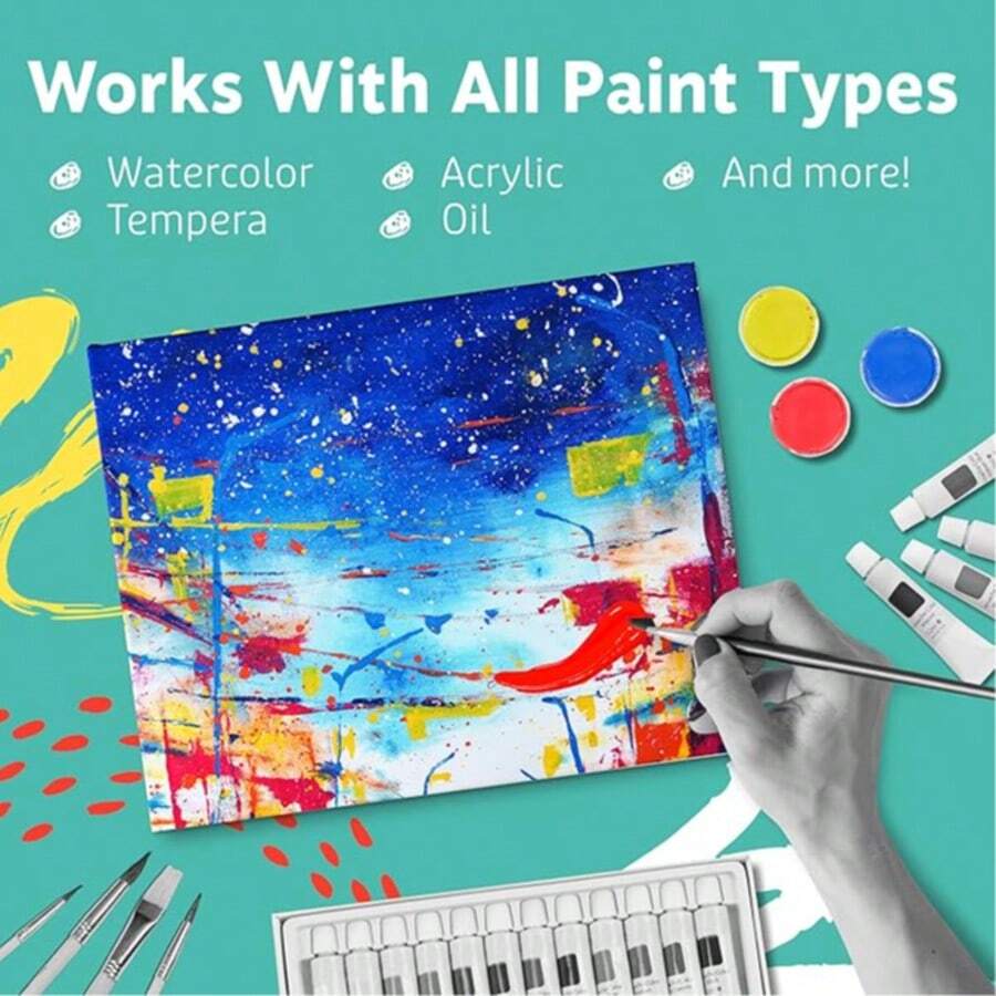 1块方形棉麻混纺画布板，艺术爱好者和学生的必备工具。优质棉麻混纺面料，吸水性极佳，适用于丙烯颜料和油画颜料。表面光滑，易于绘画，适合素描、艺术创作和专业绘画。 - 彩色 - 查看 1