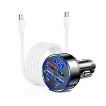 车载充电器适配器套装，车载快充 + 3.3 英尺 Type-C 转 Lightning 数据线，兼容其他设备，点烟器式车载充电器 - 彩色 - 查看 12