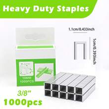Heavy-Duty Stapler Kit, Three Sizes Of Staples, 1000 Pcs/Pack, Suitable For Staple Guns, Including Door Staples 5/16", U-Type Staples 1/2", T-Type Staples 3/8"