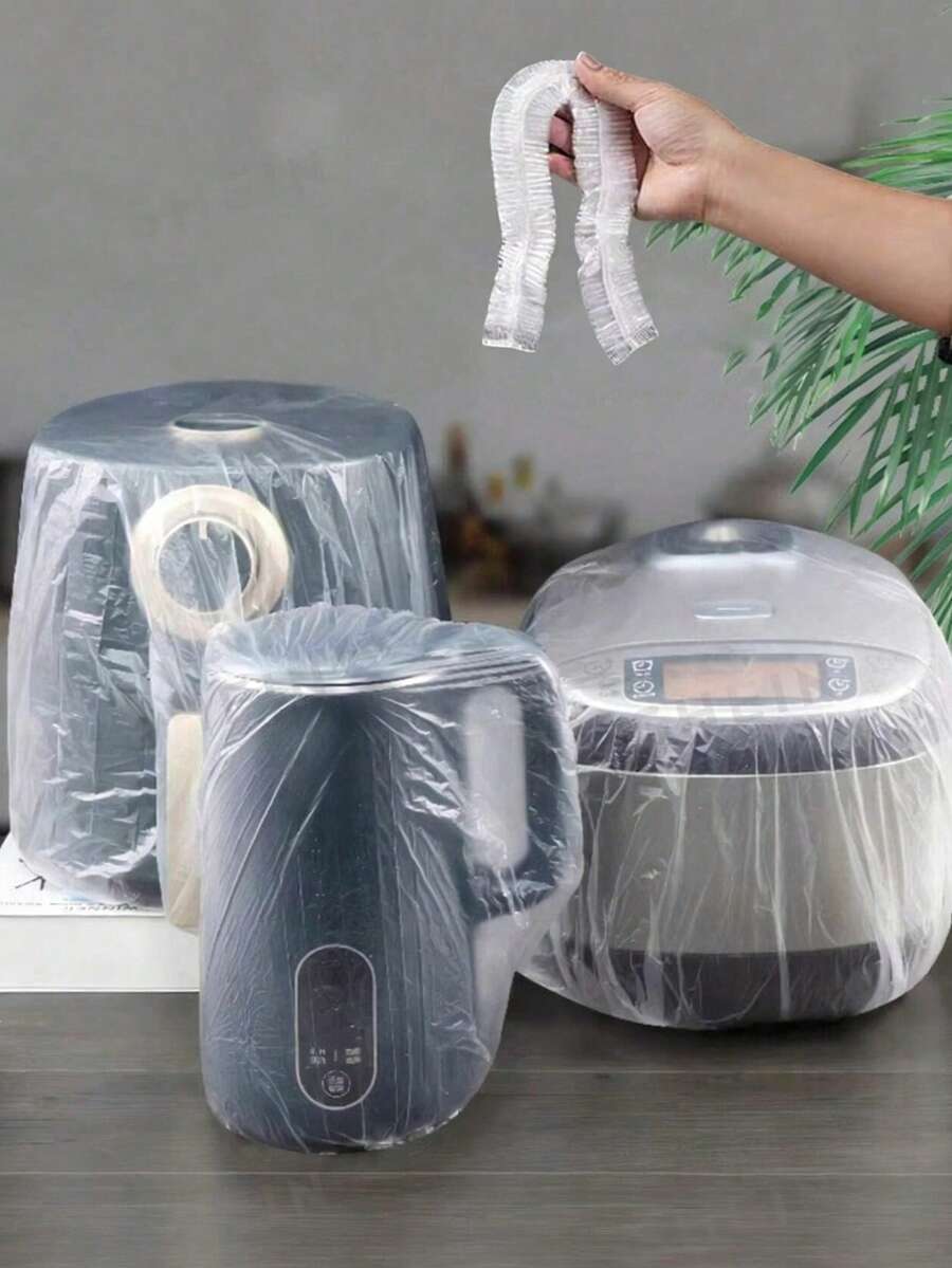 10/50/100pcs Dust Cover, Household Appliance Dust Cover, Microwave Oven Dust Cover, Universal Plastic Transparent Film Cover, For Household Appliances Such As Electric Fan, Rice Cooker, Pot, Kitchen Baking Tray, Microwave Oven - Multicolor - View 1