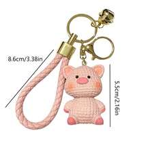 1pc Casual Cute Plush Pig Keychain, Fashionable Ornament For Backpack, Bag, Car Keys - Multicolor - View 8