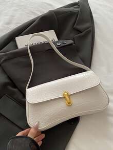 Solid Color Embossed Geometric Pattern Zipper Shoulder Bag, Women's Shoulder Bag, Fashionable Retro Zipper Bag, Casual Waterproof Handbag, Suitable For Teenage Girls, Women, College Students, Young Professionals And Office Ladies. Perfect For Office, Work, Business And Commuting Occasions. Best Women's Work Bag, Retro Style Women's Bag. - Multicolor - View 14