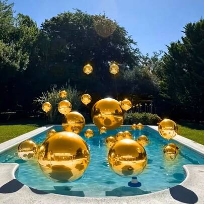 20 st 4D runda folieballonger - Glänsande ballonger, 360 graders roterande ballonger, guldfärgade metalliska ballonger, sommarpoolpartydekor/fotograferingsrekvisita, nyår, fotobåsrekvisita, bordsdekor, spegelballonger, ballongbågskit, födelsedagsballonger, nyårsfolieballonger, grattis på födelsedagen, festdekorationer, flytande lysande ballonger