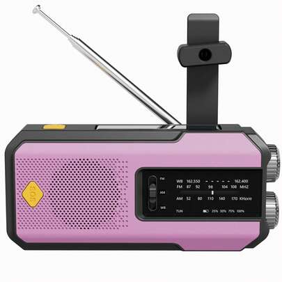 Emergency NOAA Weather Radio,Portable Hand Crank Radio, Solar Powered With Battery Backup,AM/FM/NOAA, SOS Alarm,2000mAh Rechargeable Battery Power Bank,3 LED Flashlight,Type-C Charging,For Indoor Outdoor Hiking Camping Emergency