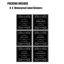 6 PCS White Black Waterproof Soap Dispenser Labels Bathroom Body Wash Shampoo Conditioner Bottle Stickers Lotion Sticker - Multicolor - View 13