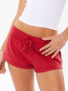 Womens Summer Sweat Shorts Drawstring Casual Athletic Workout Lounge Shorts Spring Outfits Beach Vacation Clothes 2026 - Đỏ - Xem 2