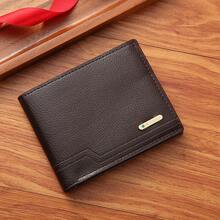 kumim New Men's Wallet Men's Short Wallet Fashion Casual Lychee Pattern Soft Wallet Multi-Card Large Capacity Small Wallet - cà phê - Xem 7