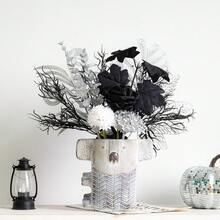 1套/5支高档仿真丝玫瑰花束，黑/银/金永生花 | 优雅婚礼花艺装饰 | 无需浇水，持久保鲜 - 黑色 - 查看 9