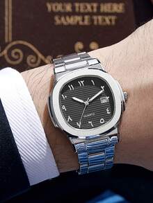 1pc Versatile Commuter High-End Quartz Wristwatch, Silver Fashionable For Teens & Young Adults, Suitable For Online Activities, Holidays, Birthday Gifts, Year-End Promotion - Silver - View 2