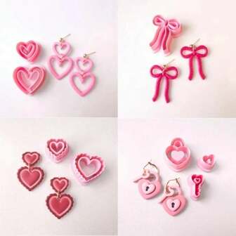 1/2/3/8Pcs, Valentine's Jewelry Clay Cutter Set– 19-28mm (0.75-1.1 Inch) Heart/Bow/Lock&Key Shaped Molds, Suitable For Polymer Clay, Resin & Fondant. [Polymer Clay Cutters][Jewelry Making Supplies][DIY Earrings Molds][Valentine Clay Crafts]Create Handmade Pendants/Earrings – Ideal For Craft Enthusiasts & Romantic DIY Projects