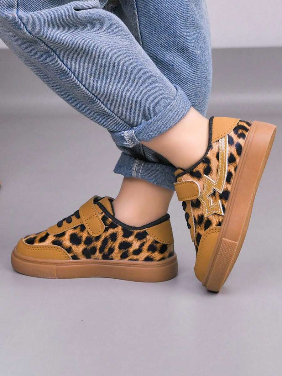 1 Pair Unisex Flat Leopard Print Sneakers, Soft Sole Non-Slip Casual Shoes, Fashion Versatile Student Sneakers Suitable For Spring, Summer, Autumn, Winter - Camel - View 1