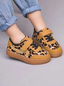 1 Pair Unisex Flat Leopard Print Sneakers, Soft Sole Non-Slip Casual Shoes, Fashion Versatile Student Sneakers Suitable For Spring, Summer, Autumn, Winter - Camel - View 2