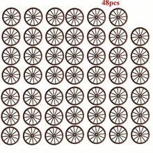 48-Pack Decorative Mini Wooden Wagon Wheels For Crafts And Table Settings, Universal Holiday Charm, No Electricity Or Feathers Required - 1.97inch Vintage Wood Cart Wheel Accents For Seasonal Decor - Dark - View 8