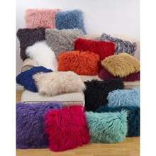 SARO LIFESTYLE Almohada de Lana de Piel de Cordero mongol, , , 1, 1(Dorado 12" x 20") - Multicolor - Ver 3