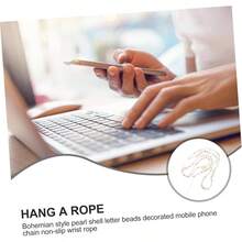 2 piezas Cadena Celular Mujer Decorativa Antiprdida con Abalorios Letras Bohemias para Colgar Celular Accesorio Creativo para y Adorno Colgante - inicial - Ver 6