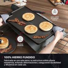Plancha de Hierro Fundido, Comal Reversible, Parrilla Grill para todo tipo de Estufas, Hornos y Fogatas. Incluye Mini Guantes de Silicona ()(46 x 25.7 cm) - Multicolor - Ver 6