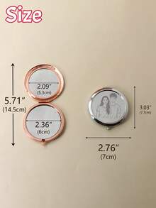 Customized Pocket Mirror - With Gift Box, Personalized Folding Makeup Mirror, Customizable Photo Mini Mirror, Wedding Gift, Birthday Gift, Stainless Steel Material, Anniversary, Valentine's Day, Travel, Portable, Compact And Exquisite, Gift For Mother, Girlfriend, Couple, Friend, Family - Gold - View 4