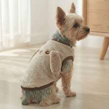 Soft & Comfortable Cartoon Animal Pattern Fleece Vest With D-Ring Leash, Warm Pet Clothing For Small/Medium Dogs, Autumn/Winter - Black - View 6