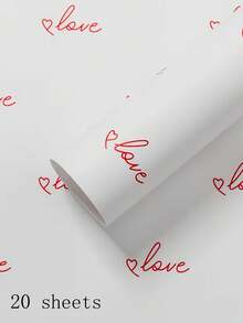 20pcs Valentine's Day Gift Packaging Paper, Love Letter Printed Packaging Paper, Wedding Engagement Birthday Ceremony Gift Packaging Paper, Waterproof DIY Handmade Gift Packaging Paper
