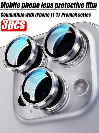 3 paquetes de protectores de lente de cámara de manzana para iPhone 17, compatibles con 17 Pro Max/17 Pro/16/15/14/13/12/11, protectores de lente de cámara [AR+AF] de vidrio templado HD transparente, anillo de metal independiente resistente a los arañazos de dureza 9H, adecuado para fundas de teléfono y fácil de instalar