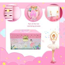 1pc Rectangular Ballet Shoe Shaped Music Box With Drawer, Comes With Paper Sleeve, Mirror And Rotating Princess Figurine. Can Store Jewelry, Stationery, Toys And An 8-Note Music Box. Excellent Gift For Holidays, Parties, Suitable For Valentine's Day, Birthday, Wedding And Everyday Use. - Ballet Shoes - View 1