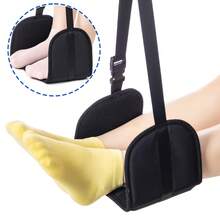 Adjustable Portable Travel Foot Rest Hammock, Thick Foam, PVC Board, Breathable Soft Lining - Black - View 6