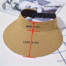 New Spring Summer Hat Women Outdoor Travel Sunshade Hat Wide Brim Foldable Hat Beach Straw Hat - 卡其色 - 查看 10