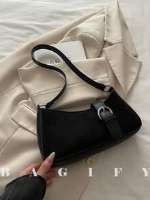 Nueva bolsa de moda y bolso de hombro, adecuada para fiestas, salidas, vacaciones, compras y uso diario, puede almacenar monedas, teléfonos, también adecuada como bolso de trabajo para damas de oficina, estudiantes universitarias y profesionales que trabajan, elegante bolso de señora - Negro - Ver 2